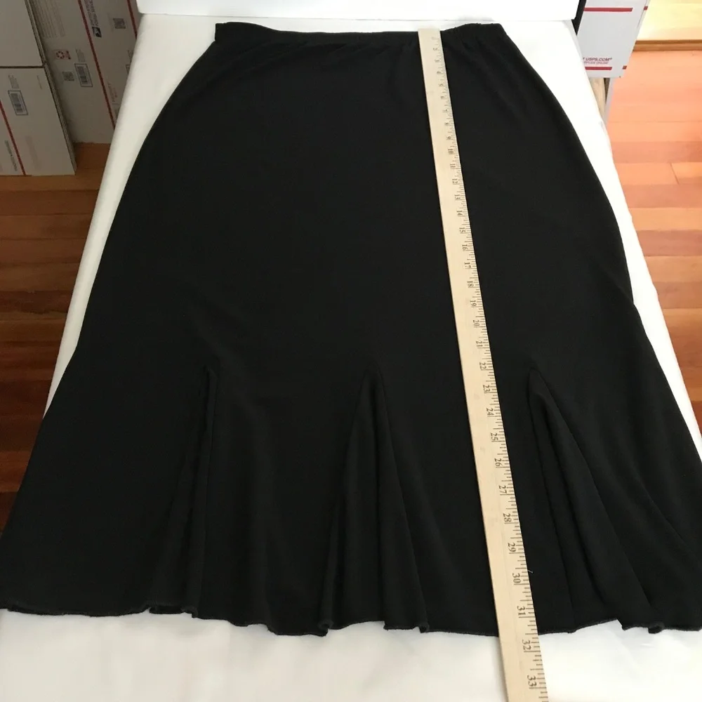 SUSAN LAWRENCE Black Midi Skirt Flounce Ruffle Women’s Size XL